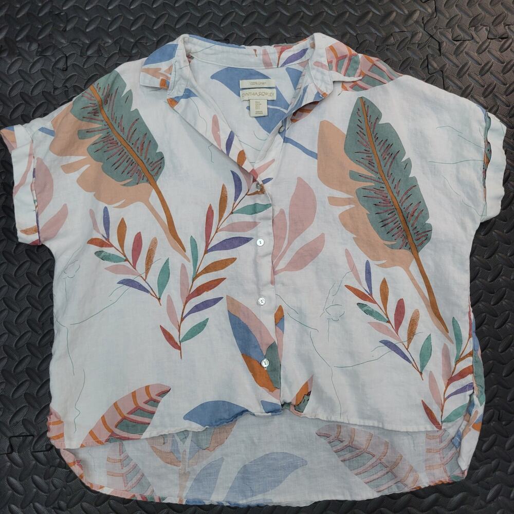 Cynthia Rowley Linen Crop Top Small Vacation Ready Resortwear Cruise Old Money